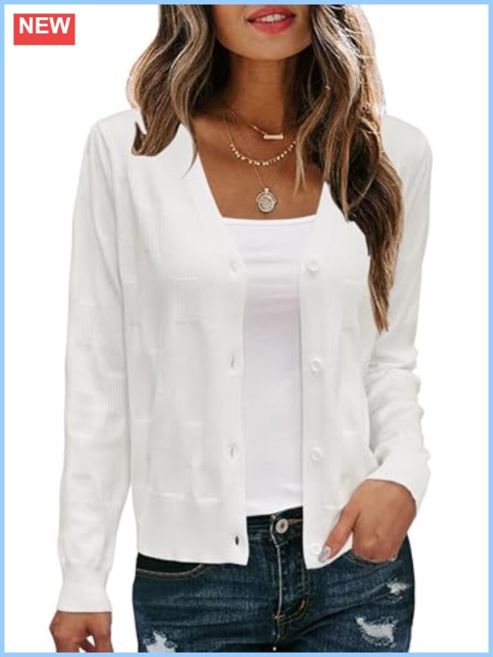 Women's Cropped Cardigan Sweater Lightweight Knit V-Neck Button Down Shrug